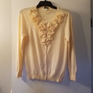 J. Crew ruffle cardigan sweater, cream, medium
